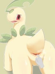 1_finger_fingering 5_fingers animal_genitalia aroused ass bayleef blush bodily_fluids cloaca cloaca_juice cloacal cloacal_fingering digital_media_(artwork) dinosaur disembodied_hand duo elemental_creature eyelashes female feral fingering fingering_partner fingers flora_fauna generation_2_pokemon genital_fluids genitals gesture glistening glistening_body glistening_thighs hand_gesture head_leaf hi_res horizontal_cloaca humanoid_hands long_neck looking_back middle_finger monotone_body musk musky_cloaca narrowed_eyes nintendo nude one_eye_obstructed open_mouth plant pokemon pokemon_(species) prehistoric_species presenting presenting_cloaca presenting_hindquarters quadruped raised_tail rear_view red_eyes reptile saurischian sauropod sauropodomorph scalie seductive sex short_tail simple_background solo_focus spread_cloaca spreading sweat tail tan_body thick_thighs tongue wasabi_(artist) wide_hips