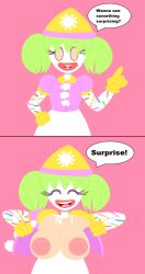 1girls breasts busty clown_girl comic dialogue female female_only flipline_studios nude nude_female papa_louie sprinks_the_clown_(papa_louie) text zomi-bea