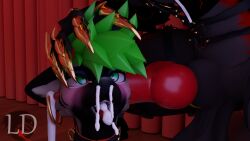 3d anthro balls bedroom big_balls big_penis blender_(artwork) blender_cycles bodily_fluids claws cock_teasing collar cum cum_drip cum_from_ear cum_from_mouth cum_from_nose cum_in_ear cum_in_mouth cum_in_nose cum_inside cuum digital_media_(artwork) dripping duo ear_penetration ears_down forced gag gagged genital_fluids genitals green_eyes green_hair grey_body gynomorph hand_on_head harness hi_res hoop hybrid hyena hyenid_(species) intersex intersex/intersex looking_at_genitalia looking_at_penis looking_pleasured lustfuldemon mammal mind_break mindfuck penetration penis penis_in_mouth piercing pivoted_ears pressed_against_penis pressing_against rape roxanne_(lustfuldemon) scared screaming sex skull_flossing teasing