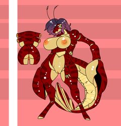 4_arms anthro arthropod big_breasts breasts crustacean crustacean_humanoid demonnyuu female hair lobster marine multi_arm multi_limb nude purple_hair pussy solo tagme