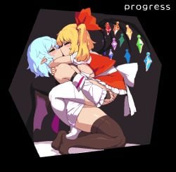 1futa 1girls ambiguous_penetration animated aroused bat_wings big_breasts blonde_hair blue_hair bottomless bra breast_press breast_to_breast breasts closed_eyes clothed clothed_sex clothing duo female flandre_scarlet futa_on_female futa_with_female futanari huge_breasts incest kissing kissing_while_penetrated kneeling large_breasts leg_lock leglock light-skinned_female light-skinned_futanari light_skin long_hair looking_pleasured mostly_clothed namako_(takorin) pixel_animation pixel_art pointy_ears ponytail remilia_scarlet sex short_hair sister sisters stockings takorin thick thick_thighs thighs touhou unfinished vaginal_penetration vampire vampire_girl