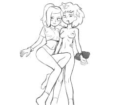 2girls amphibia anne_boonchuy blood breasts clothed_female_nude_female cut_wrists disney disney_channel disney_xd doodle mangamaster monochrome panties sasha_waybright self_harm self_harm_scars socks