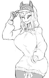 1girls android android_girl artist_request big_ass big_breasts fanart female female_only greyscale gynoid huge_ass huge_breasts iria_(minkye) monochrome original_character robot robot_girl sketch smug smug_face thick_thighs unknown_artist voluptuous wide_hips