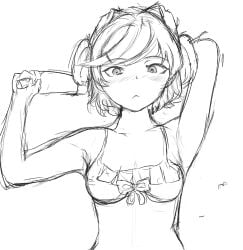 blush blush_lines bow breasts crunnix doki_doki_literature_club natsuki_(doki_doki_literature_club) sketch