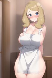 aged_up ai_generated apron_only milf novelai pokemon serena_(pokemon)