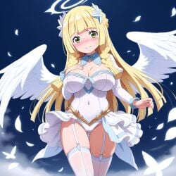 ai_generated angel angel_wings embarrassed huge_breasts large_breasts lillie_(pokemon)