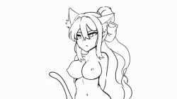 animated animated_gif bare_shoulders breasts cat_ears cat_tail crunnix doki_doki_literature_club femc_(doki_doki_literature_club) gif inner_ear_fluff long_hair monika_(doki_doki_literature_club) navel neko nekomimi nipples pounce pouncing shocked shocked_expression shocked_face shocked_female tail