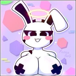 anthro anthro_only artist_signature big_breasts blush bunny_ears bunny_girl cube_459_(geometry_dash) femgram femgram_(xunexgm) geometry_dash halo hearts smirk tag tagme tidal_wave xenixgduwu