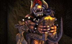 3d animated argonian bethesda_softworks bowser cavafly01 erection fellatio licking mario_(series) nintendo oral penetration reptilian the_elder_scrolls vaginal_penetration