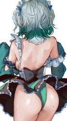 1girls ass back back_view backboob breasts butt dress facing_away female female_focus female_only frilled_dress frills ginga_elyka green_hair indie_virtual_youtuber light_skin mint_fantome mole naokomama panties short_hair skirt solo standing tagme thighs thin_waist two_tone_hair virtual_youtuber vtuber white_hair