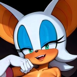 absurd_res absurdres anthro artist_request blush censored cropped dark_background flirting_look flirty gloves looking_at_viewer mobian_(species) open_mouth rouge_the_bat solo solo_female sonic_(series) sonic_adventure_2 sonic_the_hedgehog_(series)