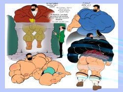 ass balls bara beard big_balls big_bulge big_muscles big_penis blush bulge captain_haddock davinciglen facial_hair flaccid kilt male male_only muscles muscular penis size_difference text the_adventures_of_tintin