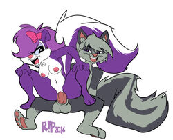 anthro balls breasts duo erection feline female female_penetrated fifi_la_fume fur furry furry_only grey_hair hair hair_over_eyes hair_ribbon hairbow male male/female male_penetrating male_penetrating_female mammal mustelid nipples nude on_top open_mouth penetration penis purple_eyes purple_fur pussy r!p reverse_cowgirl_position ribbon scotty_kat sex sitting skunk smile spread_legs spreading straight tail tiny_toon_adventures vaginal_penetration warner_brothers