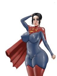 1girls big_ass big_breasts black_hair bodysuit cape dc dc_comics female fit fit_female iron_doomer latex latex_bodysuit latex_suit short_hair skintight skintight_bodysuit supergirl thick_ass thick_thighs tomboy