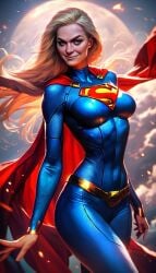 1female 1girls ai_generated blonde_hair brown_hair busty darkimperium dc_comics female female_only heroine metropolis narrow_waist petite petite_body petite_female slut solo solo_female supergirl superheroine tagme