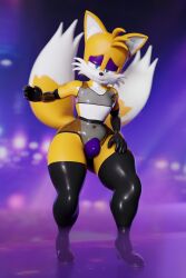 3d_(artwork) absurd_res anthro armwear bulge canid canine clothing digital_media_(artwork) elbow_gloves fox gloves handwear hi_res latex latex_clothing legwear looking_at_viewer male mammal sega solo sonic_(series) sonic_the_hedgehog_(series) tails tailsltx thigh_highs translucent translucent_clothing