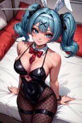 ai_generated aiwaifusart bare_legs blue_eyes blue_hair blush bunny_ears bunny_girl bunnysuit curvaceous curvy_female hatsune_miku huge_thighs light-skinned_female light_skin looking_at_viewer medium_breasts rabbit_ears rabbit_hole_(vocaloid) seductive_eyes seductive_smile smiling thick_thighs twintails vocaloid