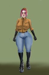 1girls big_breasts bodysuit female ginger_(iron_doomer) iron_doomer latex latex_bodysuit latex_boots latex_clothing latex_gloves latex_legwear latex_stockings latex_suit latex_thighhighs pokemon red_hair team_rocket team_rocket_(cosplay) thick_ass thick_thighs