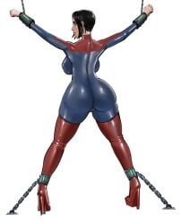 1girls big_ass big_breasts black_hair bodysuit bondage cape female fit fit_female high_heels iron_doomer latex latex_bodysuit latex_suit marvel marvel_comics short_hair skintight skintight_bodysuit supergirl thick_ass thick_thighs tomboy very_high_heels