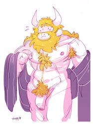 1boy 2d 2d_(artwork) anthro anthro_male anthro_only armpit_hair asgore_dreemurr beard big_penis blonde blonde_hair blonde_pubic_hair blush blushing boss_monster caprine chest_hair cloak clothing colored dad_bod embarrassed facial_hair flaccid flaccid_penis furry furry_male furry_only goat hair horn horns humanoid humanoid_male humanoid_only long_hair looking_at_viewer male male_only mammal mammal_humanoid naked nipples penis pubic_hair simple_background sniggy_stardust sniggysmut solo solo_focus solo_male undertale undertale_(series) video_games white_background white_body white_fur