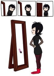 altered_reflection cloktowur clothed clothes comic dildo female hotel_transylvania human mammal mavis_dracula mirror mirror_reflection no_reflection pussy_juice sex_toy solo vampire