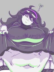 1girls bbw belly belly_overhang big_breasts breasts exposing_self fat female hex_maniac kawaiidebu pokemon stockings