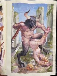 2boys anal anal_sex anthro barefoot big_penis domination erect_penis erection european_mythology feet femboy gay gay_anal gay_domination gay_sex greek_mythology huge_cock interspecies large_penis male male/male male_only minotaur monster_on_femboy muscular muscular_male mythology nightmare_husbando nipple_piercing nipples octoerotic outdoor_sex outdoors outside public_domain ruins submissive upside-down yaoi