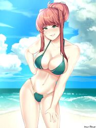 breasts doki_doki_literature_club female female_only looking_at_viewer monika_(doki_doki_literature_club) seductive seductive_look solo stormblaze76 swimsuit