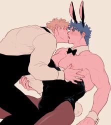 2boys battle_tendency bunny_boy bunny_ears bunnysuit caesar_zeppeli duo gay jojo's_bizarre_adventure joseph_joestar kissing male male/male male_only nakaji yaoi