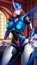 1robot_girl ai_generated arcee arcee_(prime) autobot big_breasts blue_eyes female female_autobots female_only huge_breasts large_breasts looking_at_viewer robot robot_girl robot_humanoid roger1011 solo thick_thighs transformers transformers_prime