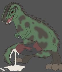 1boy 2016 absurd_res axel_giga carcharodontosaurid claws cum dinosaur erection excessive_cum feral giganotosaurus grey_background hi_res hyper hyper_penis looking_at_viewer male male_only nude open_mouth penis redgreenfluffball reptile scalie simple_background smile solo spikes teeth theropod tongue tongue_out