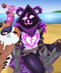 beach cuddle_team_leader cute female_only fortnite furry ice_cream meow_skulls_(fortnite) pov raven_team_leader sweatdrop thick_thighs wholesome