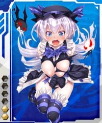 1girls 2d blue_eyes breasts female miriam_(taimanin_asagi) solo taimanin_asagi_battle_arena taimanin_asagi_battle_arena_all_card_gallery white_hair