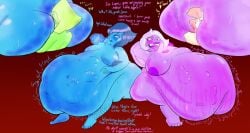4girls amethyst_(steven_universe) anal_vore armpit_hair armpits ass ass_in_face belly belly_bulge big_ass big_belly big_breasts blue_hair blue_skin body_hair breasts burp burping dialogue face_in_ass facesitting fat fat_ass female female_only female_pred female_prey femdom femsub green_skin hairy_armpits hands_behind_head huge_ass huge_belly kenluxor lapis_lazuli_(steven_universe) large_breasts leg_hair nipples obese open_mouth overweight overweight_female pearl_(steven_universe) peridot_(steven_universe) purple_skin same_size_vore smothering steven_universe stomach_noises stretch_marks sweat text vore white_hair