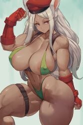 1girls absurd_res bikini breasts cammy_white_(cosplay) capcom cosplay dark-skinned_female dark_skin female hi_res huge_breasts lesottart long_hair miruko my_hero_academia rabbit_ears red_eyes rumi_usagiyama street_fighter white_hair