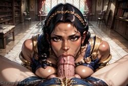 ahe_gao ai_generated armor big_ass big_balls big_breasts big_penis blowjob blowjob_face creamhorseai dark-skinned_female dragon_age dragon_age_inquisition extreme_penetration fellatio from_behind hi_res high_resolution highres hourglass_figure huge_balls huge_breasts huge_cock jewelry josephine_montilyet large_insertion penis_awe perfect_body pov pov_eye_contact stomach_bulge tan_body tan_skin