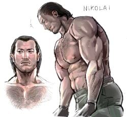 1boy abs activision bara beard biceps call_of_duty call_of_duty:_modern_warfare_2 clothing hairy_chest male male_nipples male_only muscular_male nikolai nikolai_(call_of_duty) nikolai_(modern_warfare) nipples orbuz228 pecs
