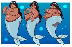 aladdin ass axel-rosered bbw disney disney_princess mermaid mermaid_girl mermaid_tail morbidly_obese obese obese_female princess_jasmine underwater