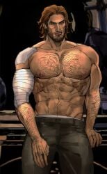 abs bara beard biceps bigby_wolf brown_hair clothing fables hairy_chest male male_nipples male_only manly mature_male muscular_male nipples orbuz228 pecs the_wolf_among_us