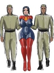 1girls big_ass big_breasts black_hair bodysuit bondage cape female fit fit_female iron_doomer latex latex_bodysuit latex_suit marvel marvel_comics short_hair skintight skintight_bodysuit supergirl thick_ass thick_thighs tomboy