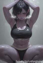 ai_generated big_breasts hot_breath sports_bra sportswear sweat wet