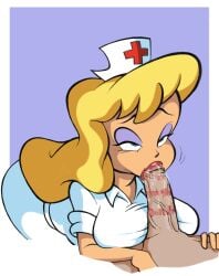 animaniacs artist_request big_ass big_breasts big_penis blonde_hair blowjob blue_eyes boobjob fellatio hello_nurse large_ass large_breasts large_penis lipstick_on_penis warner_brothers