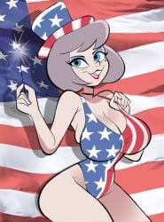 4th_of_july american_flag_bikini animaniacs artist_request big_ass big_breasts grey_hair large_ass large_breasts slappy_squirrel thick_thighs warner_brothers wide_hips