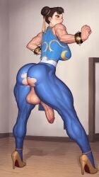 1futa ai_generated asura_(ai_style) chun-li futa_only futanari high_heels leggings muscular muscular_female street_fighter torn_clothes