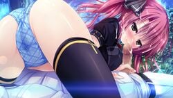 ass blush censored clochette cum game_cg handjob hotaruzuka_arika koko_kara_natsu_no_innocence! long_hair panties penis pussy_juice red_hair sesena_yau thighhighs tied_hair twintails underwear yellow_eyes