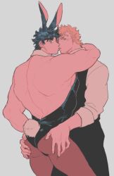 2boys battle_tendency bunny_boy bunny_ears bunny_tail bunnysuit caesar_zeppeli duo gay jojo's_bizarre_adventure joseph_joestar male male/male male_only nakaji yaoi