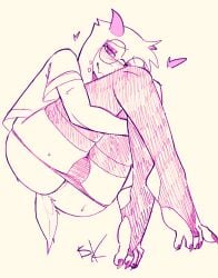 absurd_res anthro ass balls_outline biped blush bodily_fluids bovid bulge caprine clothing deltarune desertkaiju detailed_bulge eyewear flesh_fang floppy_ears fur genital_outline glasses goat heart_symbol hi_res horn looking_at_viewer male male_only mammal pink_eyes pink_horn pink_horns ralsei short_tail solo sweat tail undertale_(series) white_body white_fur