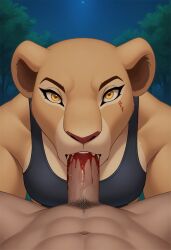 ai_generated bad_end blood blowjob horror horror_(theme) imminent_eating lion_girl lion_king lionking uncensored