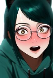 ai_generated cat cat_ears cat_girl catgirl cute cute_face cute_girl detailed_eyes flushed flushed_face flustered glasses hd highres jujutsu_kaisen pov pov_eye_contact smooth_skin surprised zenin_maki