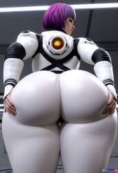 3d 3d_(artwork) astronaut bbw bbw_mom birthday_cake caked_up cg_art cgi clothed_ass curvaceous curves curvy_body curvy_female curvy_figure curvy_hips dat_ass female_focus female_only holding_object hourglass_figure huge_ass hyper_ass mature_female milf original original_artwork original_character plump_butt purple_hair short_hair simple_background spacesuit thick_ass thick_thighs two_tone_hair venus_body